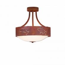 Avalanche Ranch Lighting A48862FC-02 - Ridgemont Semi-Flush Medium - Fish Cutout - Frosted Glass Bowl - Rust Patina Finish