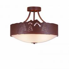 Avalanche Ranch Lighting A49145FC-HR-02 - Ridgemont Semi Flush Large Short - Bowl Bottom - Mountain-Pine Tree Cutouts - Frosted Glass Bowl