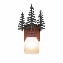 Avalanche Ranch Lighting H14143ET-03 - Wasatch Single Sconce - Cedar Tree - Two-Toned Amber Egg Bell Glass - Cedar Green