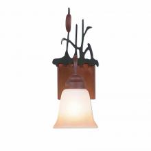 Avalanche Ranch Lighting H14165TT-03 - Wasatch Single Sconce - Cattails - Two-Toned Amber Cream Bell Glass - Cedar Green