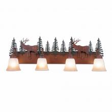 Avalanche Ranch Lighting H32423TT-03 - Wasatch Quad Bath Vanity Light - Valley Elk - Two-Toned Amber Cream Bell Glass - Cedar Green