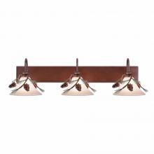 Avalanche Ranch Lighting H34320CT-04 - Cedarwood Triple Bath Vanity Light - Pine Cone - Two-Toned Amber Cream Cone Glass