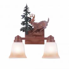 Avalanche Ranch Lighting H37230tt-03 - Parkshire Double Bath Vanity Light - Mountain Deer - Two-Toned Amber Cream Bell Glass