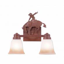 Avalanche Ranch Lighting H37255TT-02 - Parkshire Double Bath Vanity Light - Bucking Bronco - Two-Toned Amber Cream Bell Glass