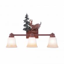 Avalanche Ranch Lighting H37330TT-03 - Parkshire Triple Bath Vanity Light - Mountain Deer - Two-Toned Amber Cream Bell Glass