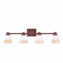 Avalanche Ranch Lighting H37401TT-02 - Parkshire Quad Bath Vanity Light - Rustic Plain - Two-Toned Amber Cream Bell Glass