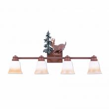 Avalanche Ranch Lighting H37430TT-03 - Parkshire Quad Bath Vanity Light - Mountain Deer - Two-Toned Amber Cream Bell Glass - Cedar Green