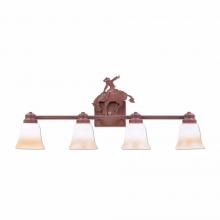 Avalanche Ranch Lighting H37455TT-02 - Parkshire Quad Bath Vanity Light - Bucking Bronco - Two-Toned Amber Cream Bell Glass