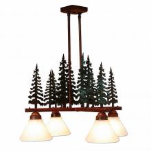 Avalanche Ranch Lighting H43443CW-03 - Cedarwood Chandelier 4 light - Cedar Tree - Opal White Cone Glass - Cedar Green