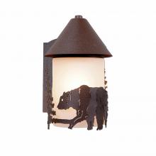 Avalanche Ranch Lighting H51126FC-27 - Cedarline Sconce - Bear - Frosted Glass Bowl - Rustic Brown Finish