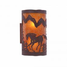 Avalanche Ranch Lighting M19135AM-27 - Kincaid Sconce - Mountain Horse - Amber Mica Shade - Rustic Brown Finish