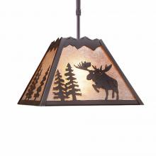 Avalanche Ranch Lighting M26522AL-ST-27 - Rocky Mountain Pendant Large - Alaska Moose - Almond Mica Shade - Rustic Brown Finish