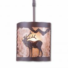 Avalanche Ranch Lighting M29133AL-ST-27 - Kincaid Pendant Small - Mountain Elk - Almond Mica Shade - Rustic Brown Finish - Adjustable Stem