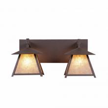 Avalanche Ranch Lighting M35279AL-27 - Smoky Mountain Double Bath Vanity Light - Northrim - Almond Mica Shade - Rustic Brown Finish