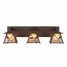 Avalanche Ranch Lighting M35320AL-27 - Smoky Mountain Triple Bath Vanity Light - Pine Cone - Almond Mica Shade - Rustic Brown Finish