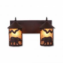 Avalanche Ranch Lighting M38225AL-27 - Cascade Double Bath Vanity Light - Mountain Bear - Almond Mica Shade - Rustic Brown Finish