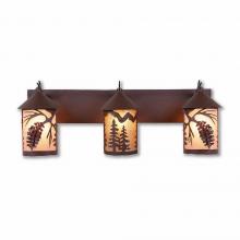 Avalanche Ranch Lighting M38340AL-27 - Cascade Triple Bath Vanity Light - Spruce Cone - Almond Mica Shade - Rustic Brown Finish