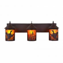 Avalanche Ranch Lighting M38364AM-27 - Cascade Triple Bath Vanity Light - Loon - Amber Mica Shade - Rustic Brown Finish