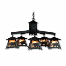 Avalanche Ranch Lighting M41525AL-97 - Smoky Mountain 5 Light Chandelier - Mountain Bear - Almond Mica Shade - Black Iron Finish