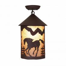 Avalanche Ranch Lighting M48635AL-27 - Cascade Close-to-Ceiling Large - Mountain Horse - Almond Mica Shade - Rustic Brown Finish