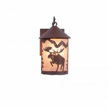 Avalanche Ranch Lighting M51422AL-27 - Cascade Lantern Sconce Mica Small - Alaska Moose - Almond Mica Shade - Rustic Brown Finish