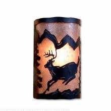 Avalanche Ranch Lighting M51830AL-97 - Cascade Exterior Sconce - Mountain Deer - Almond Mica Shade - Black Iron Finish