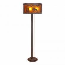 Avalanche Ranch Lighting M69327AM-27 - Kincaid Floor Lamp - Mountain Moose - Amber Mica Shade - Rustic Brown Finish