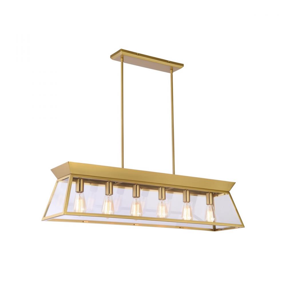 Lucian Linear Island Chandelier Brushed Brass