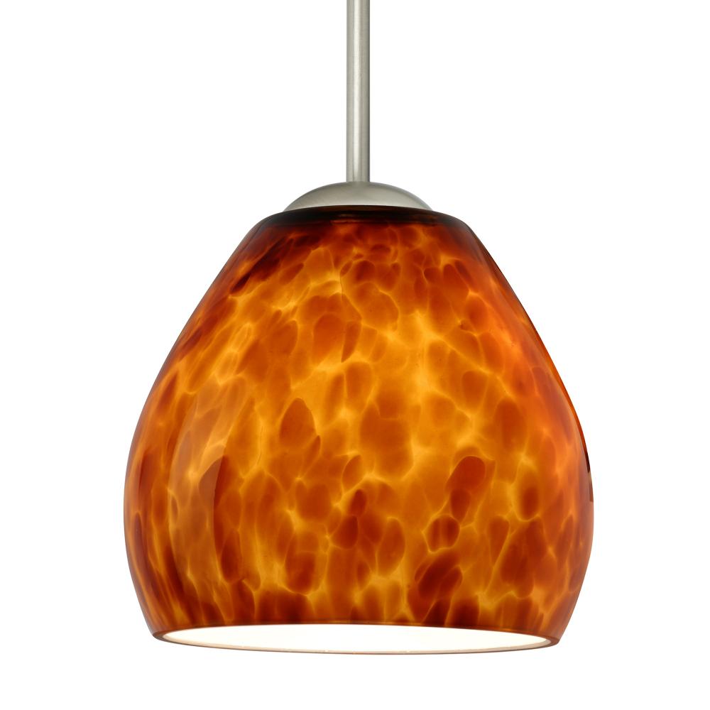 Besa Bolla Pendant Amber Cloud Satin Nickel 1x40W MAX E26 Base