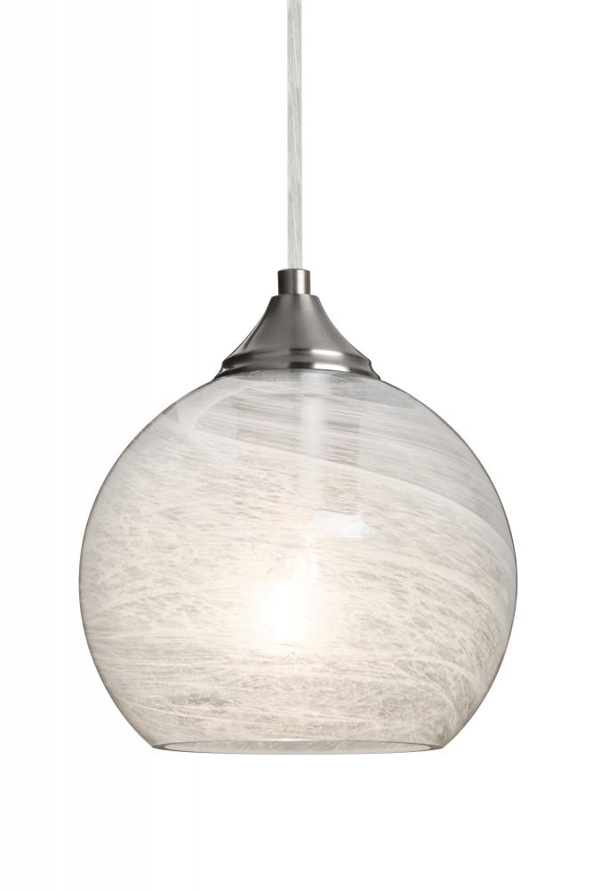 Besa, Jilly Cord Pendant, Vapor Clear, Satin Nickel Finish, 1x60W Medium Base