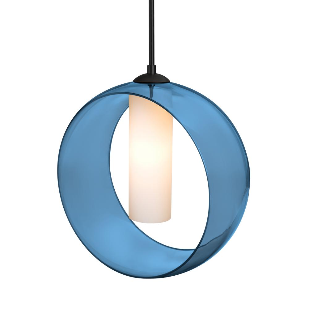 Besa, Plato Cord Pendant, Blue/Opal, Black Finish, 1x60W MAX E26 Base