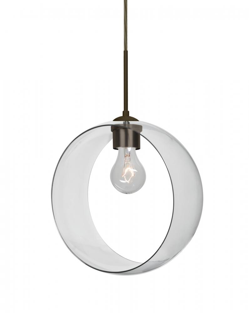 Besa, Plato Cord Pendant, Clear, Bronze Finish, 1x60W Medium Base