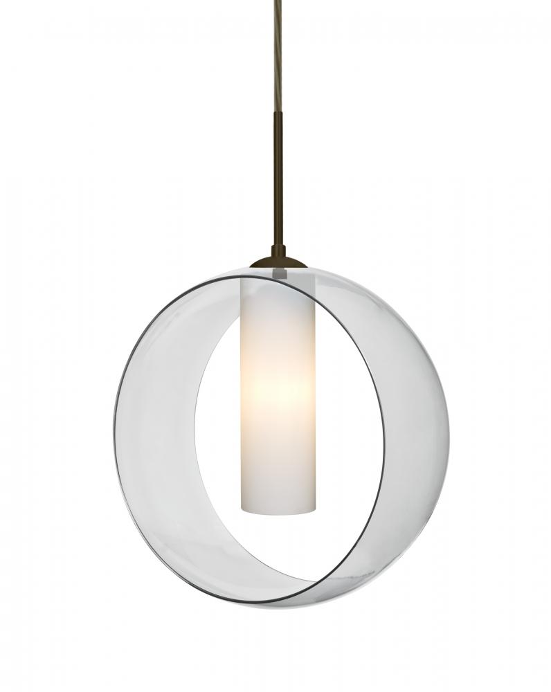 Besa, Plato Cord Pendant, Clear/Opal, Bronze Finish, 1x5W LED