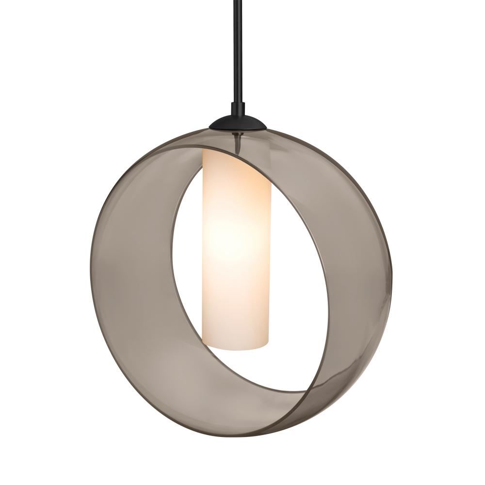 Besa, Plato Cord Pendant, Smoke/Opal, Black Finish, 1x60W MAX E26 Base