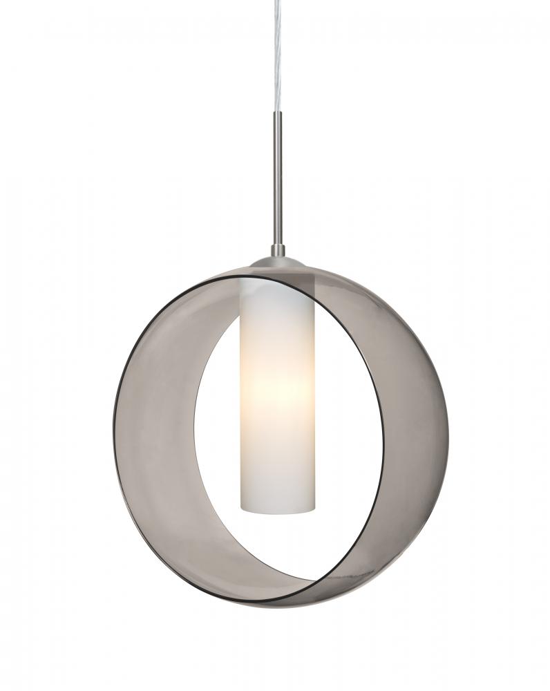 Besa, Plato Cord Pendant, Smoke/Opal, Satin Nickel Finish, 1x60W Medium Base