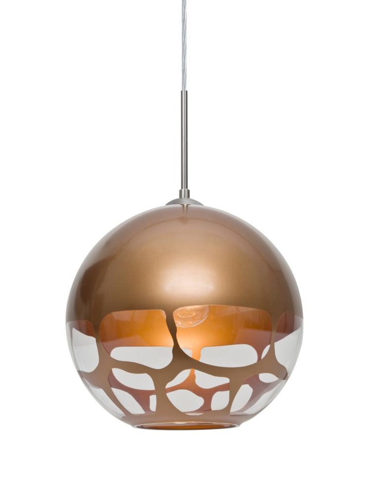 Besa, Rocky Cord Pendant, Copper, Satin Nickel Finish, 1x60W Medium Base