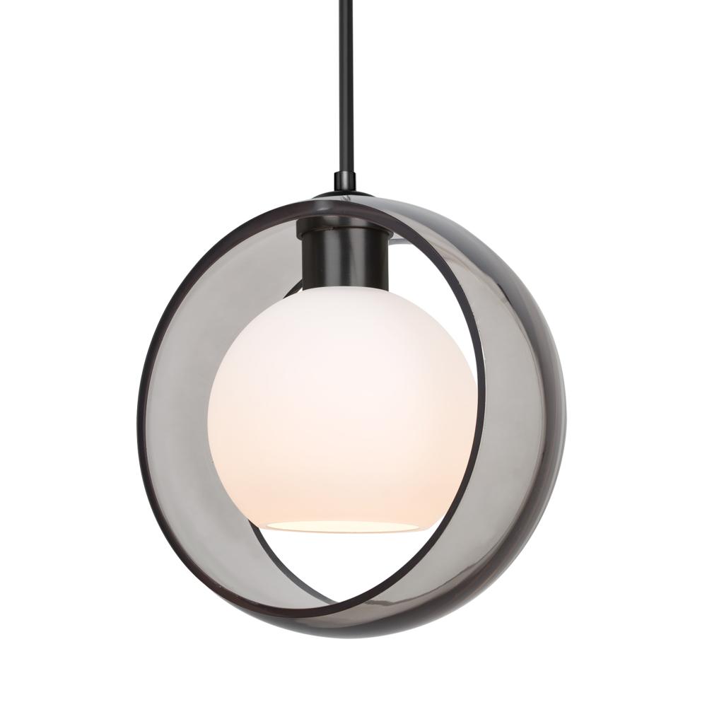 Besa Mana Pendant, Smoke/Opal, Black Finish, 1x9W LED