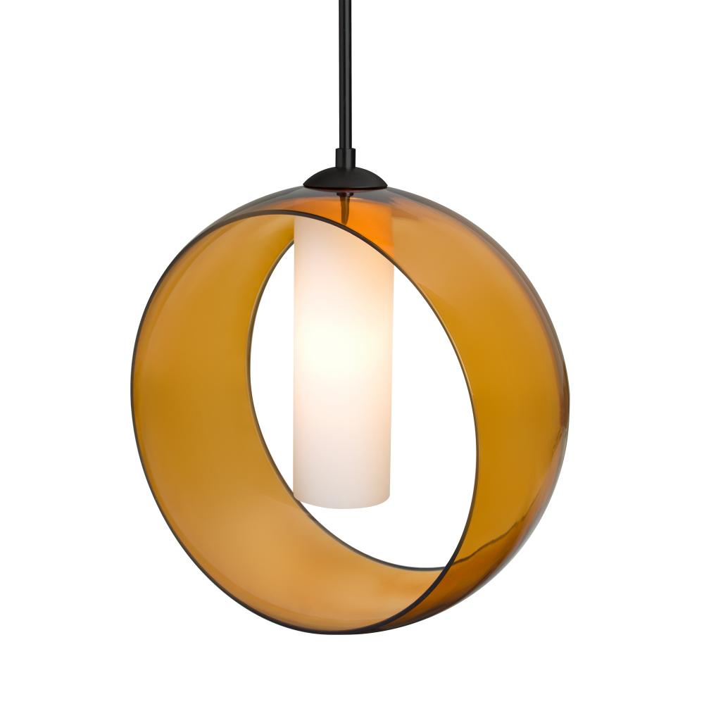 Besa, Plato Cord Pendant, Amber/Opal, Black Finish, 1x5W LED