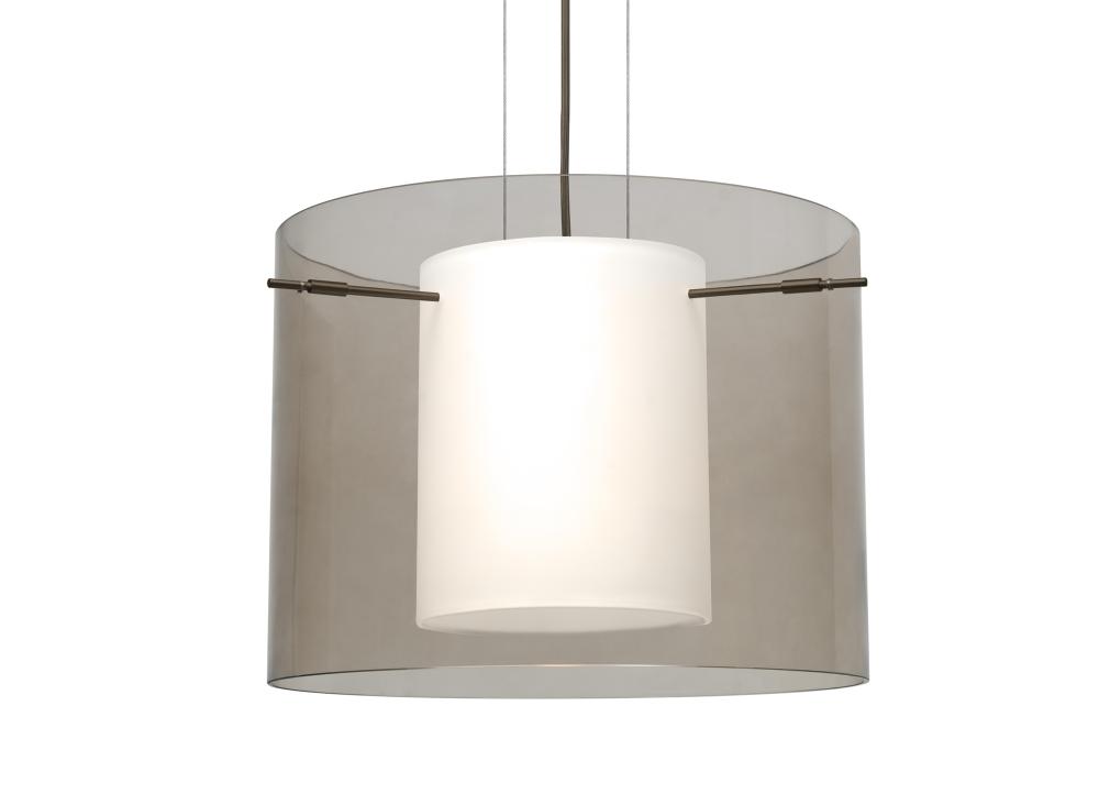 Besa Pendant Pahu 16 Bronze Transparent Smoke/Opal 1x11W LED