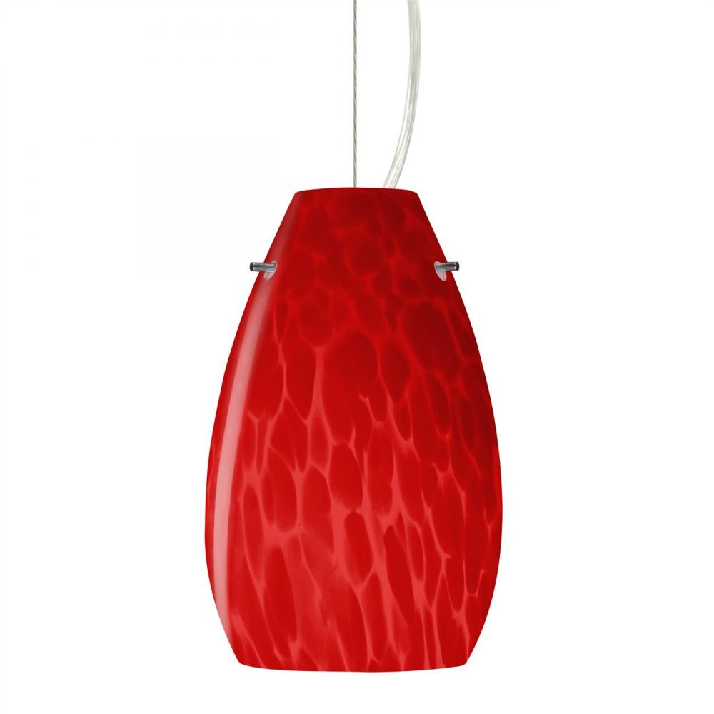 Besa, Pera 9 Cord Pendant, Red Cloud, Satin Nickel Finish, 1x9W LED