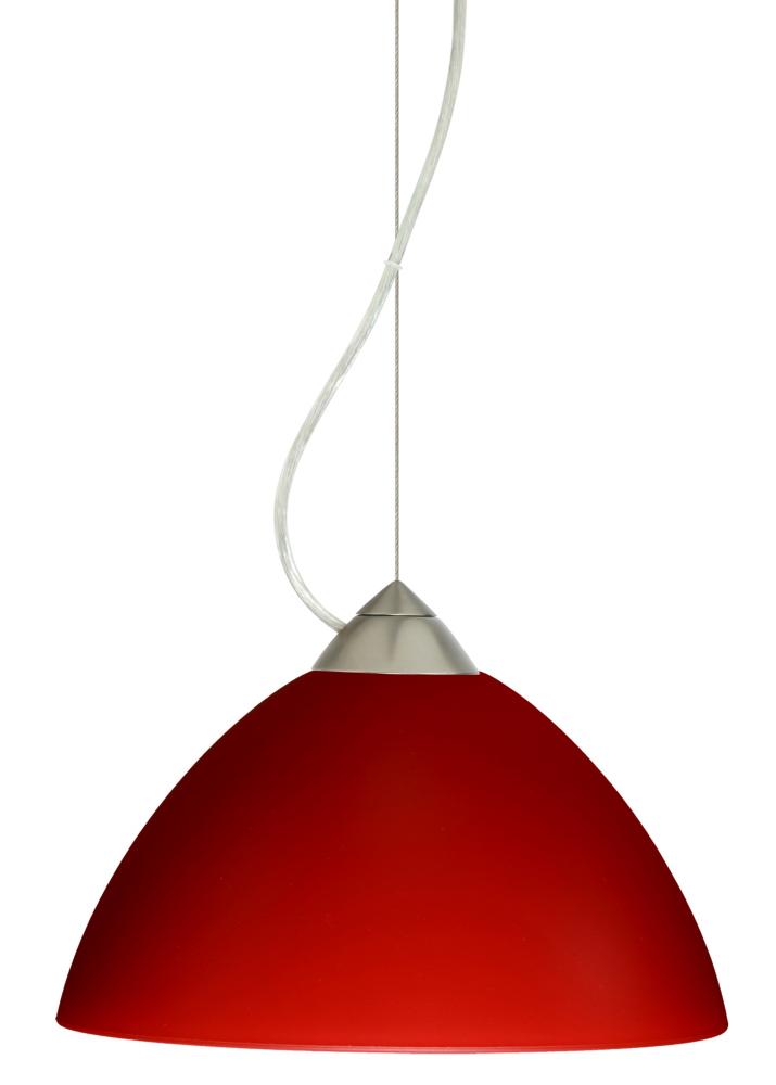 Besa Tessa LED Cable Pendant Red Matte Satin Nickel 1x9W LED