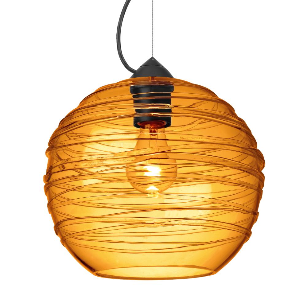 Besa Wave 10 Pendant Black Amber 1x8W LED Filament