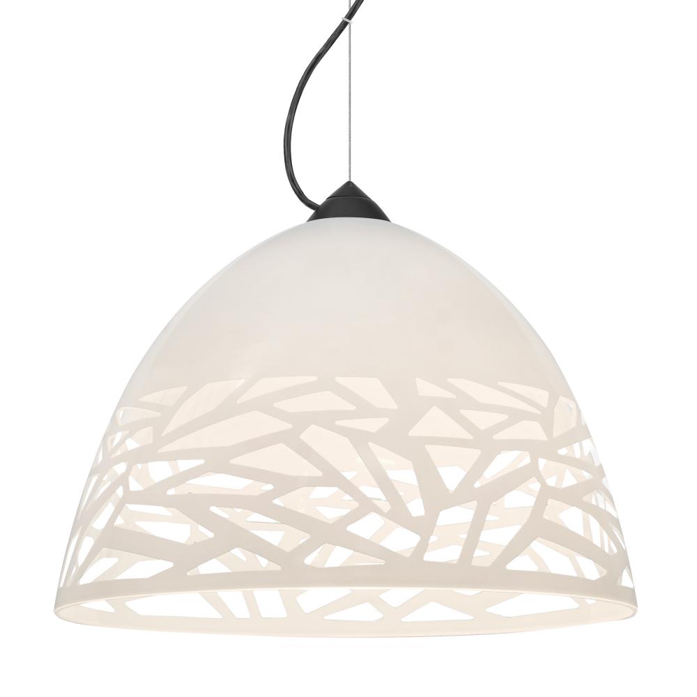 Besa Kiev Pendant, White, Black Finish, 1x60W MAX E26 Base