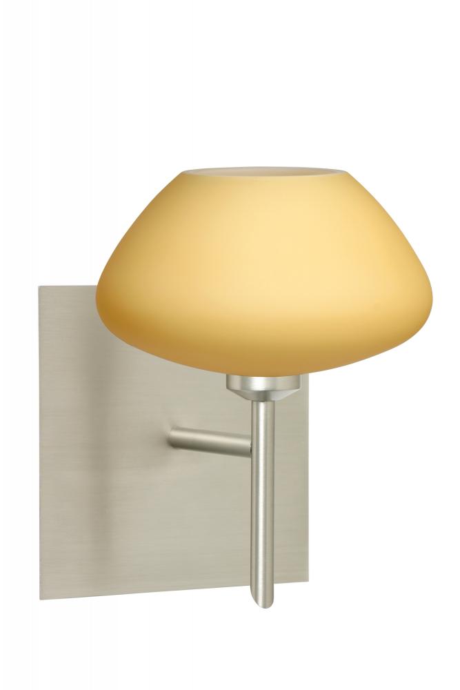 Besa Wall With SQ Canopy Peri Satin Nickel Vanilla Matte 1x5W LED