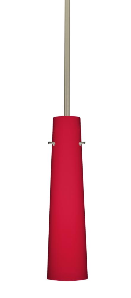 Besa Camino Stem Pendant Satin Nickel Ruby Matte 1x5W LED