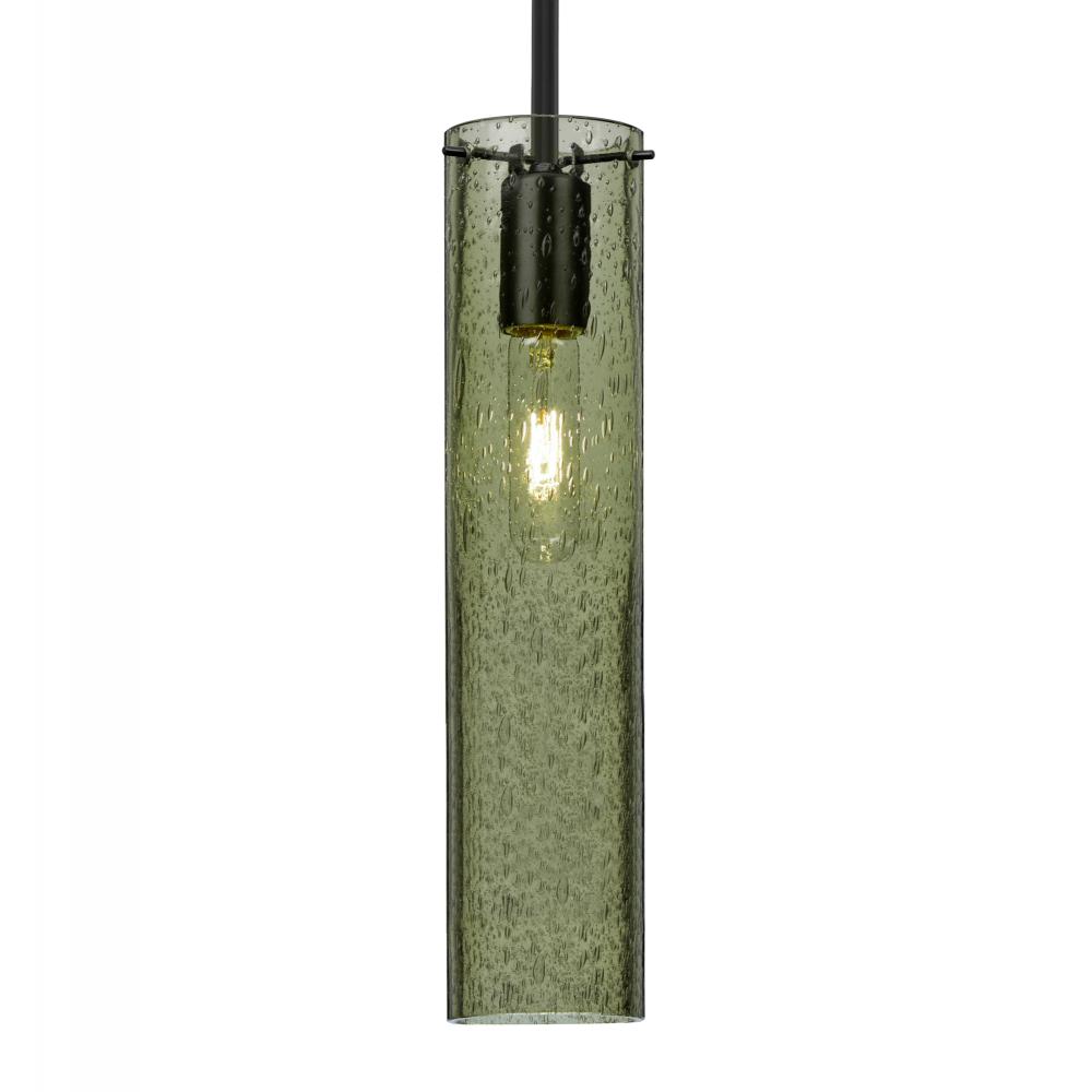 Besa, Juni 16 Stem Pendant, Moss Bubble, Black, 1x60W MAX E26 Base