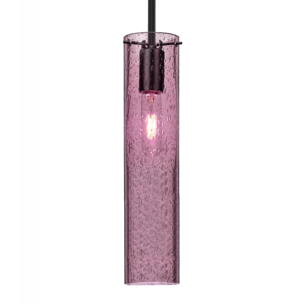 Besa, Juni 16 Stem Pendant, Plum Bubble, Black, 1x60W MAX E26 Base