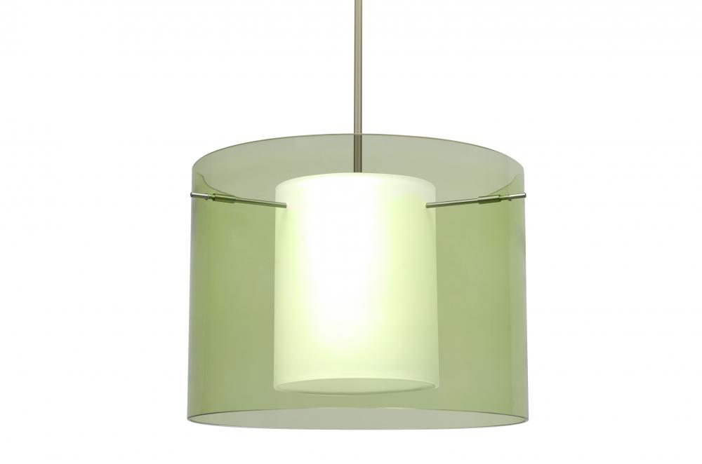 Besa Pahu 16 LED Pendant 1Tt Transparent Olive/Opal Satin Nickel 1x11W LED