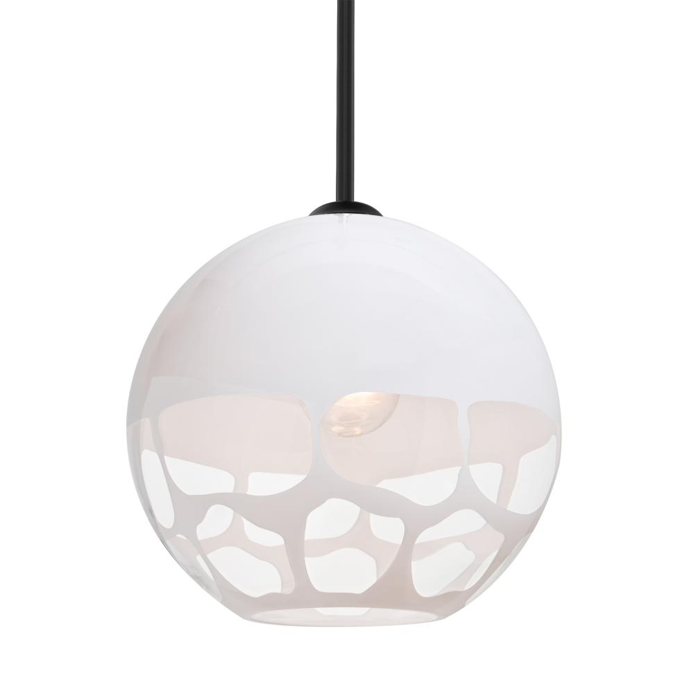 Besa, Rocky Stem Pendant, White, Black Finish, 1x60W MAX E26 Base