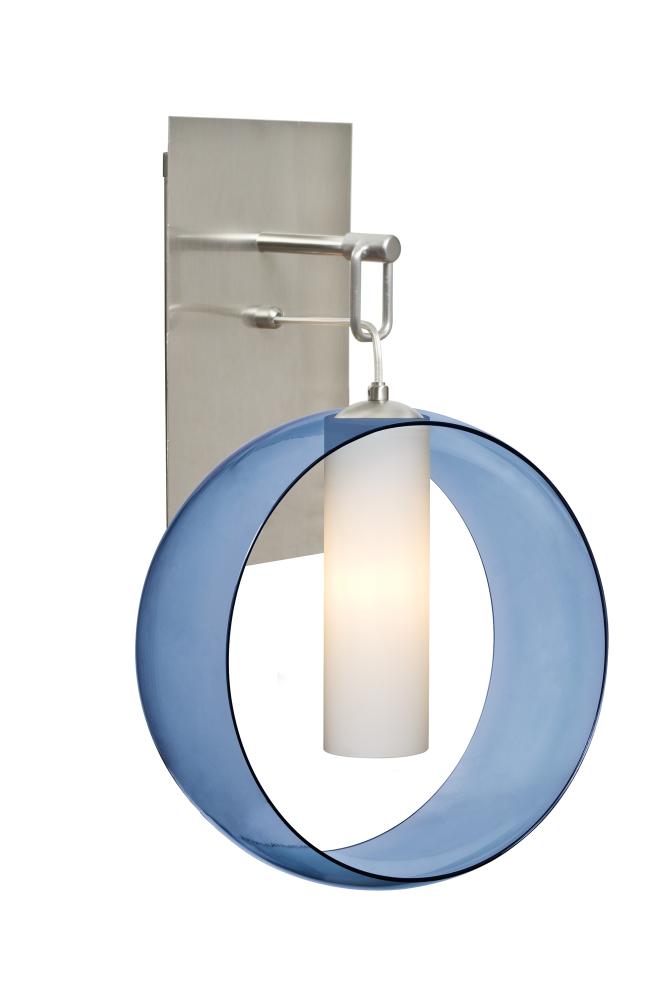 Besa, Plato Wall Pendant, Blue/Opal, Satin Nickel Finish, 1x60W Medium Base